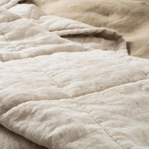 Oatmeal Chambray Linen Quilted Blanket Queen
